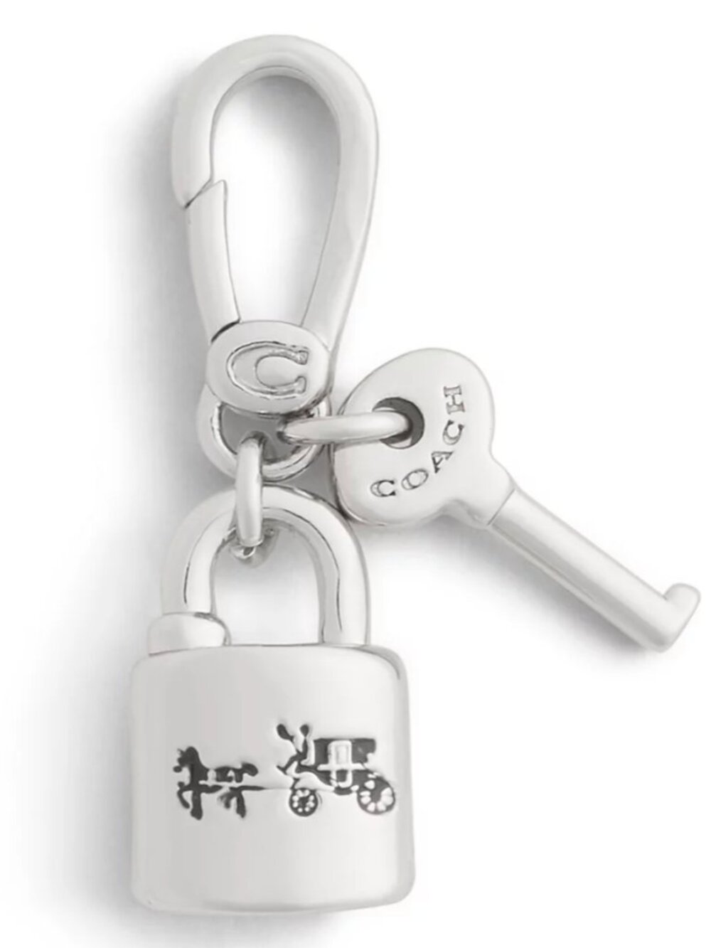 COACH Lock and Key Charm Rhodium Jewelry Charm - NWT